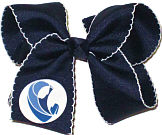 Large Our Lady of Mercy Navy with White Moonstitch with Navy Knot Bow